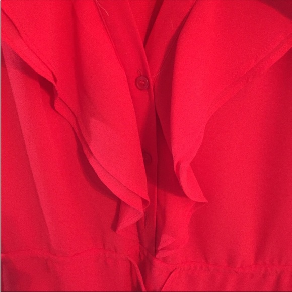H&M Red Ruffle Button Up Sleeveless Dress - Picture 8 of 10